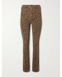 Mother - The Hustler Flood Leopard-Print Cotton-Blend Corduroy High-Rise Flared Pants - Lyst