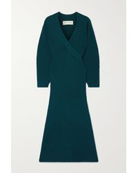 Mara Hoffman Samira Wrap-effect Ribbed Organic Cotton-blend Midi Dress - Blue