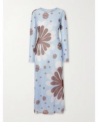 Cala De La Cruz - Tania Printed Mesh Midi Dress - Lyst