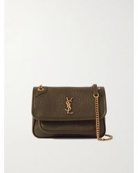 Saint Laurent - Niki Mini Cassandre-Embellished Crinkled-Leather Shoulder Bag - Lyst