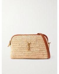 Saint Laurent - Gaby Mini Leather-Trimmed Raffia Shoulder Bag - Lyst