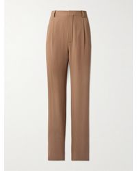 Saint Laurent - Silk-Georgette Straight-Leg Pants - Lyst