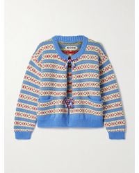Bode - Wedgewood Jacquard-Knit Wool Cardigan - Lyst