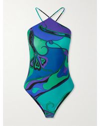 PUCCI - Orchidee Printed Halterneck Swimsuit - Lyst