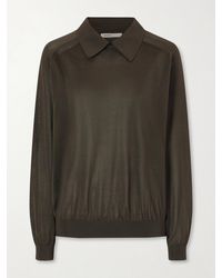 KHAITE - Alexa Silk-Knitted Polo Sweater - Lyst