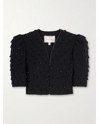 Carolina Herrera - Cropped Crystal-Embellished Wool-Blend Jacket - Lyst