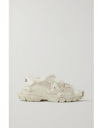 Balenciaga - Faux Fur-Lined Leather And Rubber Sandals - Lyst