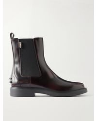 Tod's - Studded Glossed-Leather Chelsea Boots - Lyst