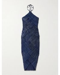 Cult Gaia - Patrizia Asymmetric Layered Plissé-Satin Midi Halterneck Dress - Lyst