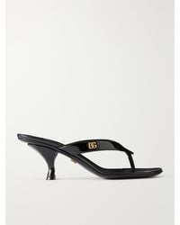 Dolce & Gabbana - Logo-Detailed Patent-Leather Thong Sandals - Lyst