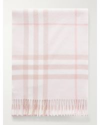 Burberry - Giant Fringe-Detail Checked Cashmere Scarf - Lyst