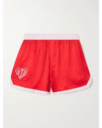 Bode - Embroidered Two-Tone Satin Shorts - Lyst