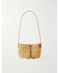 Muuñ - Nina Leather-Trimmed Raffia Shoulder Bag - Lyst