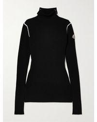 Moncler - Appliqued Ribbed Wool Turtleneck Sweater - Lyst