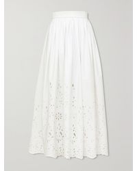 Chloé - Broderie Anglaise Cotton-Poplin Skirt - Lyst