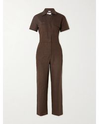 Rivet Utility - Worker Cropped Linen Jumpsuit - Lyst