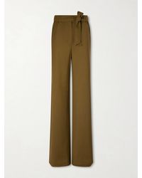 Max Mara - Editto Belted Wool Grain De Poudre Wide-Leg Pants - Lyst