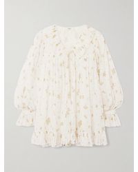 Chloé - Ruffled Floral-Print Cotton-Voile Mini Dress - Lyst