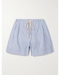 Maria McManus - Pleated Striped Organic Cotton Shorts - Lyst