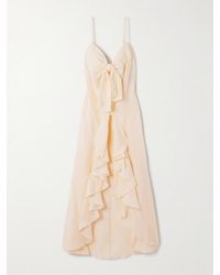 Johanna Ortiz - Zambra Tie-Detailed Ruffled Organic Linen Blouse - Lyst