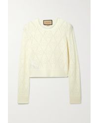 Gucci - gg Perforated Wool Crop Jumper - Lyst