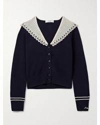 Sea - Cardigan En Laine Mérinos À Finitions En Coton Crocheté Marie - Lyst