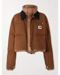 Sacai - Carhartt Wip Verkürzte Daunenjacke Aus Gestepptem Shell Und Baumwoll-Canvas Mit Cordbesatz - Lyst