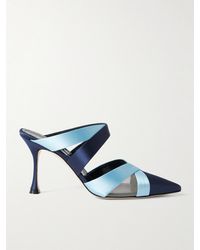 Manolo Blahnik - Oyounak Gala Rial 90 Two-Tone Satin Mules - Lyst