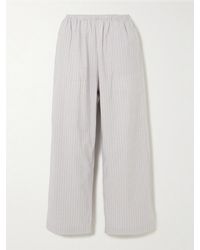 Deiji Studios - Ease Striped Organic Cotton-Poplin Pajama Pants - Lyst
