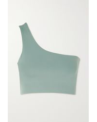 GIRLFRIEND COLLECTIVE + Net Sustain One-shoulder Stretch Recycled Sports Bra - Green