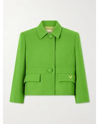 Valentino Garavani - Cropped Wool-Crepe Jacket - Lyst