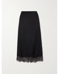 Anine Bing - Shelby Lace-Trimmed Silk-Blend Midi Skirt - Lyst
