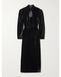 Saloni - Domino Cutout Velvet Turtleneck Midi Dress - Lyst