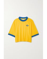 adidas Originals Adicolor Heritage Now Verkürztes T-shirt Aus Zweifarbigem Crêpe - Gelb