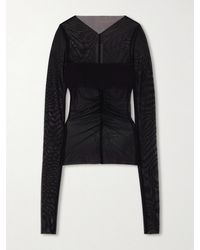 Rick Owens - Ruched Stretch-Mesh T-Shirt - Lyst