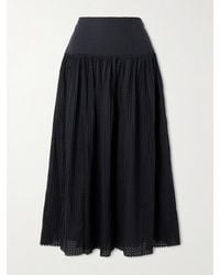 Ulla Johnson - Nalla Pleated Perforated Cotton Midi Skirt - Lyst