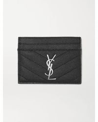 Saint Laurent - Monogramme Quilted Textured-Leather Cardholder - Lyst