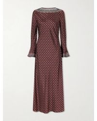 Doen - Davina Printed Silk-Blend Satin Midi Dress - Lyst