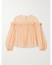Ulla Johnson - Peggy Ruffled Gathered Silk Crepe De Chine Blouse - Lyst