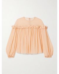 Ulla Johnson - Peggy Bluse Aus Crêpe De Chine Aus Seide Mit Raffungen Und Rüschen - Lyst