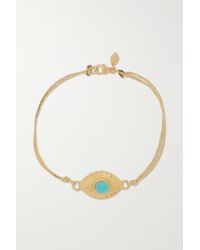Pippa Small 18-karat Gold, Cord And Turquoise Bracelet - Metallic