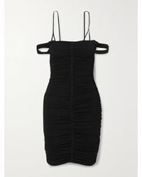 Givenchy - Cold-Shoulder Crochet-Trimmed Ruched Stretch-Jersey Mini Dress - Lyst