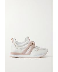 Alexandre Birman Clarita Jogger Bow-embellished Leather And Neoprene Trainers - White