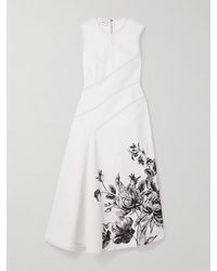 Erdem - Asymmetric Paneled Floral-Print Denim Midi Dress - Lyst