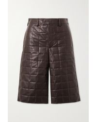 Bottega Veneta Quilted Leather Shorts - Brown