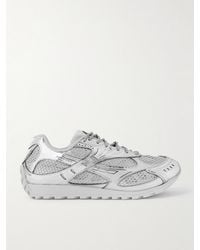 Bottega Veneta - Orbit Metallic Rubber, Mesh And Fishnet Sneakers - Lyst