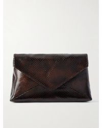 Dries Van Noten - Mittelgroße Clutch Aus Leder Mit Schlangeneffekt - Lyst