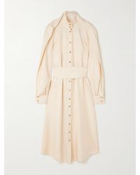 Zimmermann - Luna Obi Ruffled Gathered Silk Midi Shirt Dress - Lyst