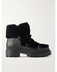 Yves Salomon - Lace-Detailed Shearling-Trimmed Leather Ankle Boots - Lyst