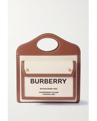 Burberry Mini Tote Aus Canvas Mit Print Und Lederbesätzen - Braun